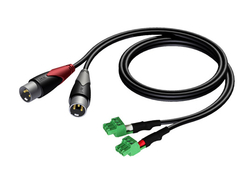 CLA834/0.5 Verloopkabel 2x XLR male naar 2x phoenix terminalblock, 0,5m